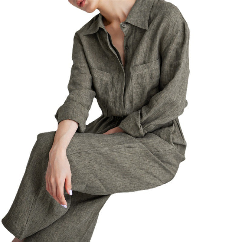 Comfortable Everyday Long Sleeve Wide Leg Jumpsuit for Women