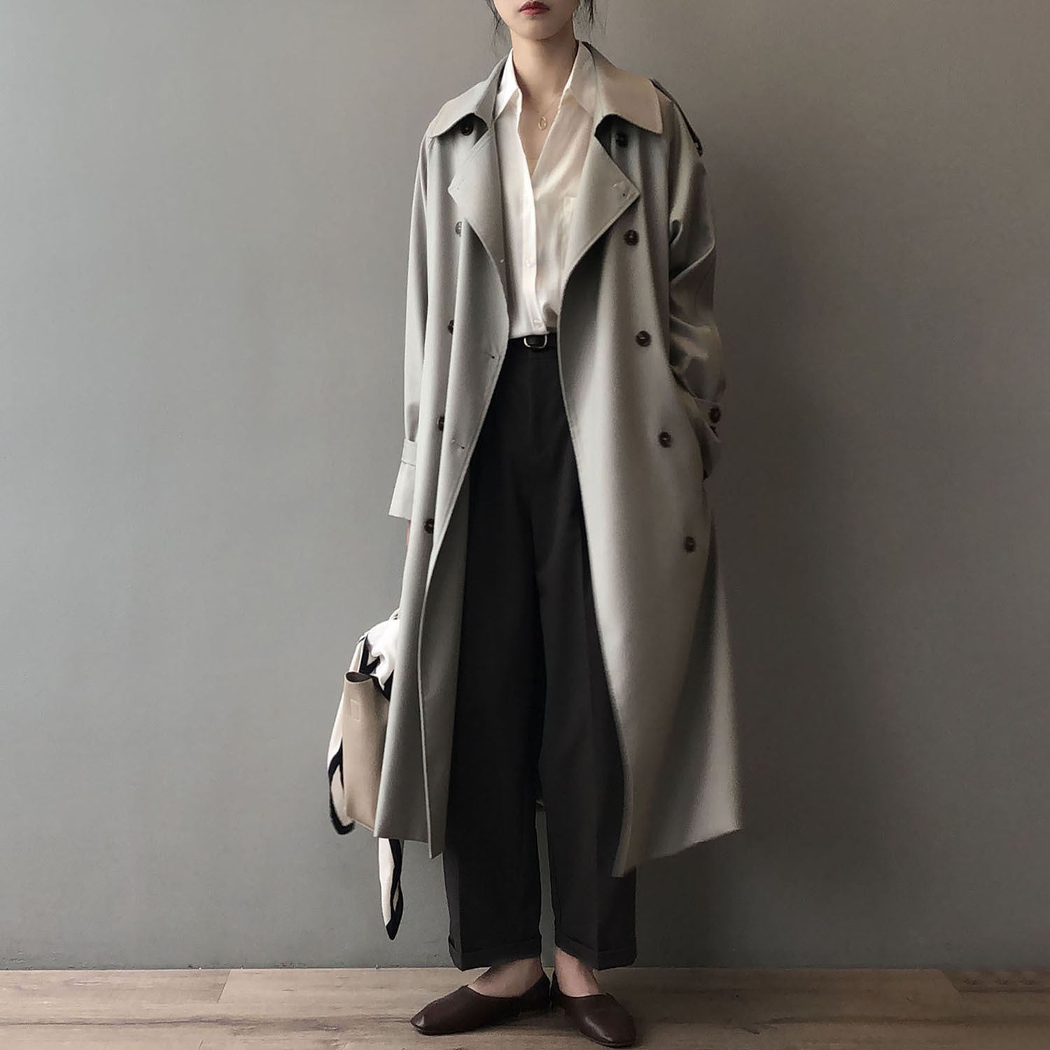 Chic Women's Casual Trench Coat - Stylish Long Sleeve Lapel Outerwear