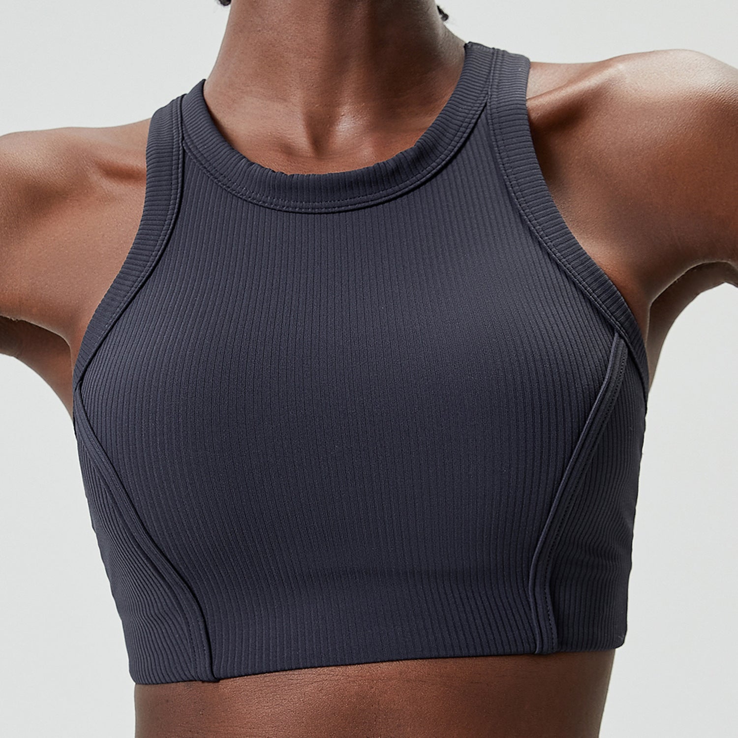 Comfortable Ribbed Longline Activewear Sports Bra for Yoga and Running Workouts