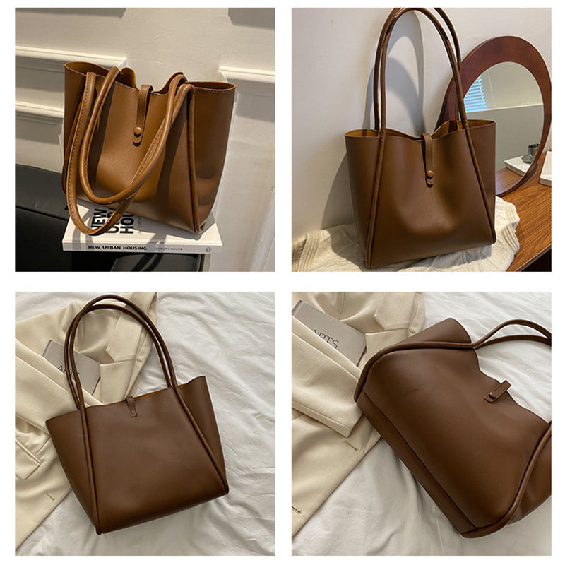 Chic Everyday PU Tote Bag with Pouch - Spacious & Stylish