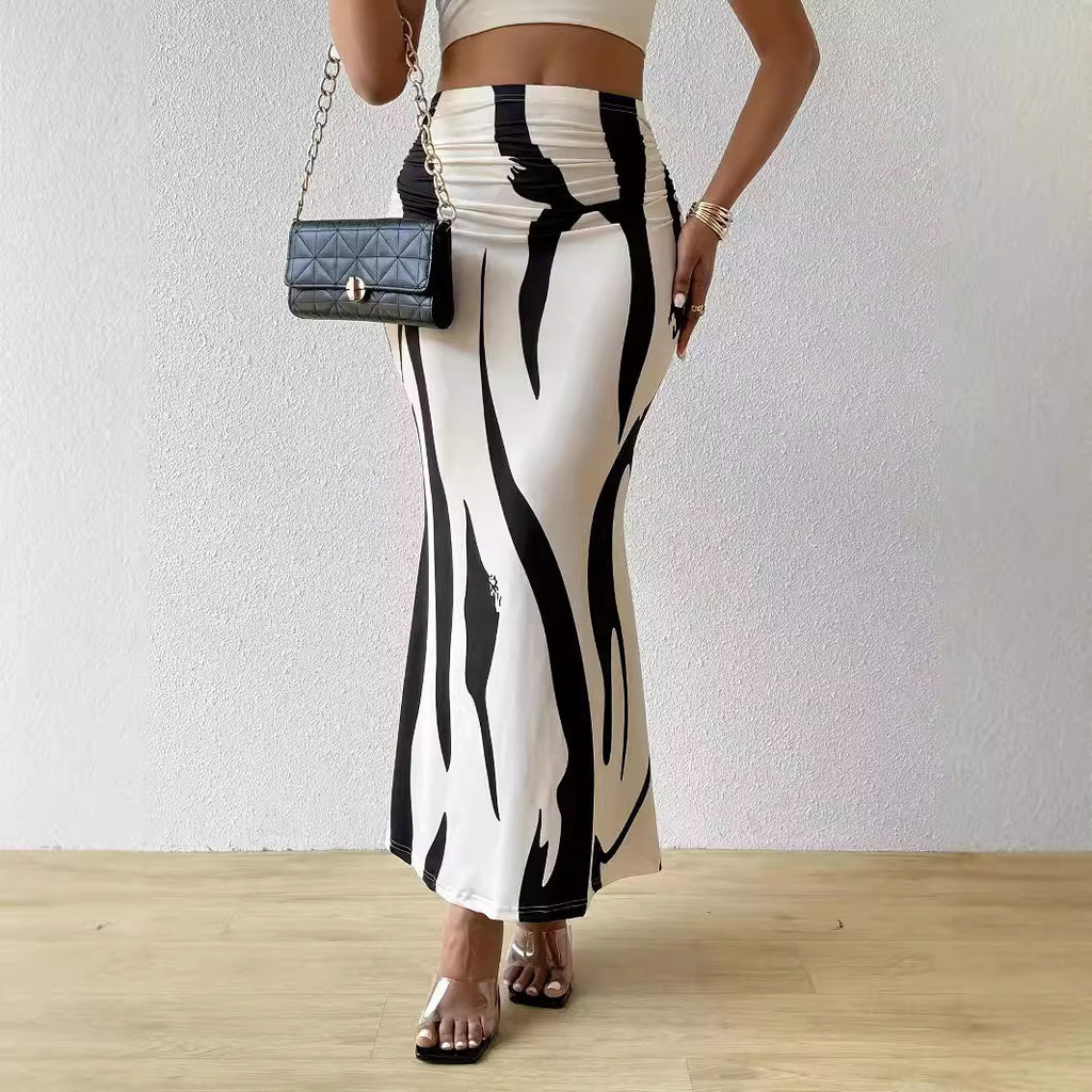 Women's Printed & Solid Midi Skirt - Bodycon Pencil Style