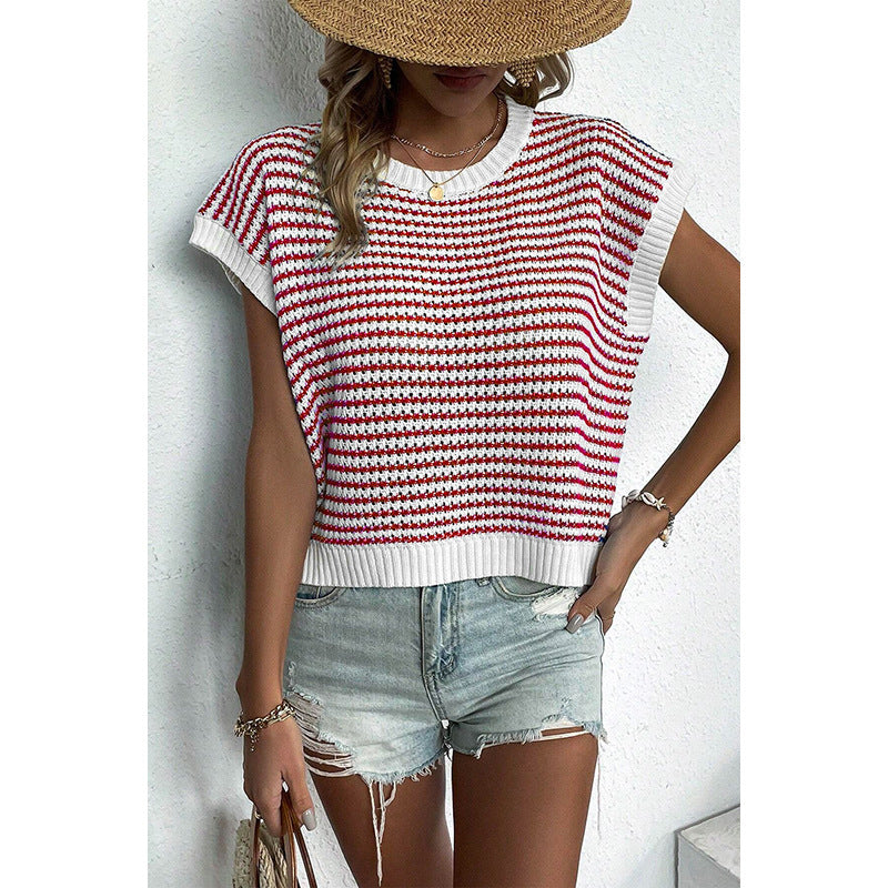 Chic Striped Knit Vest Top Comfortable Everyday Style
